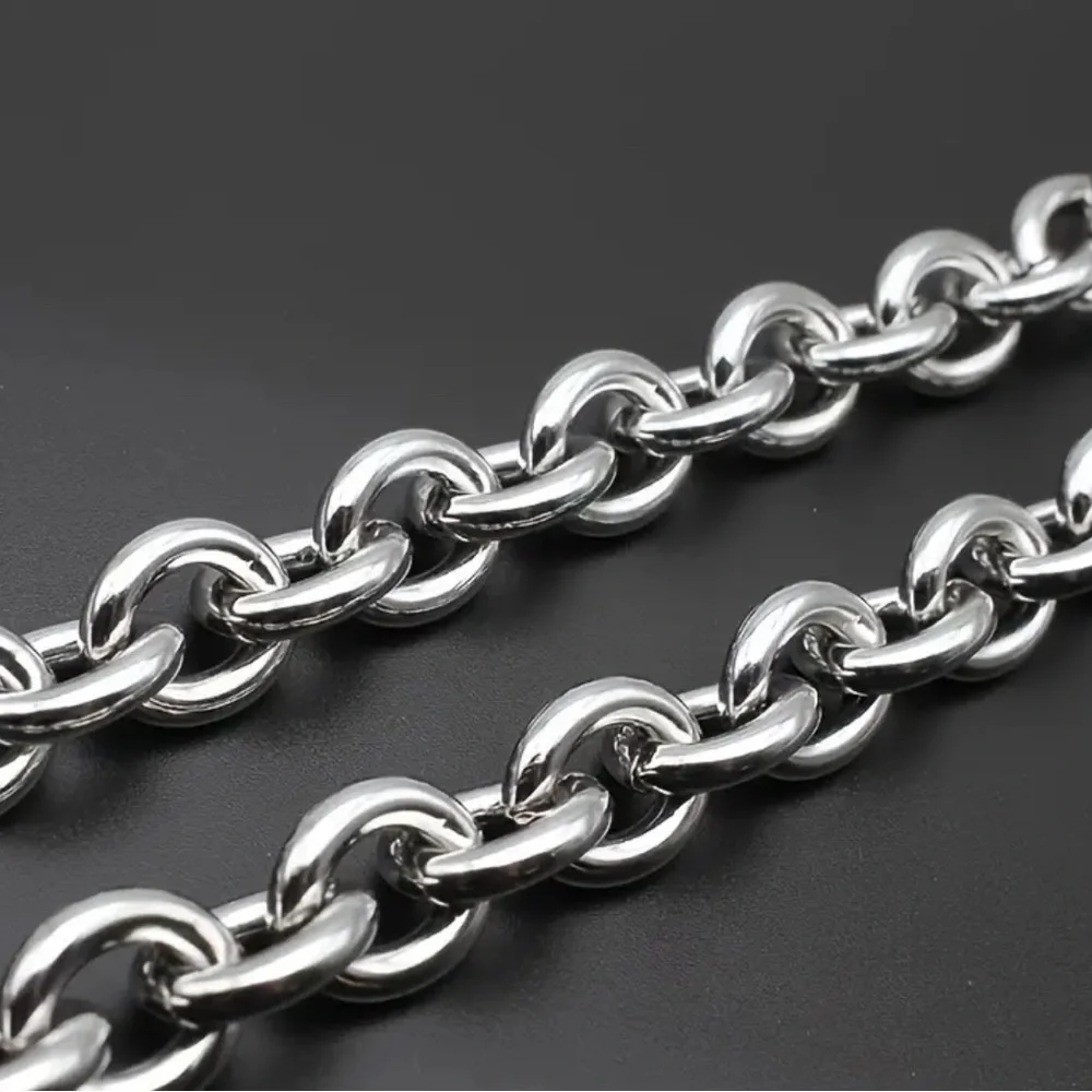 NWT Titanium Steel Chunky Chain 22” Necklace & 8” Bracelet Set, Silver Tone